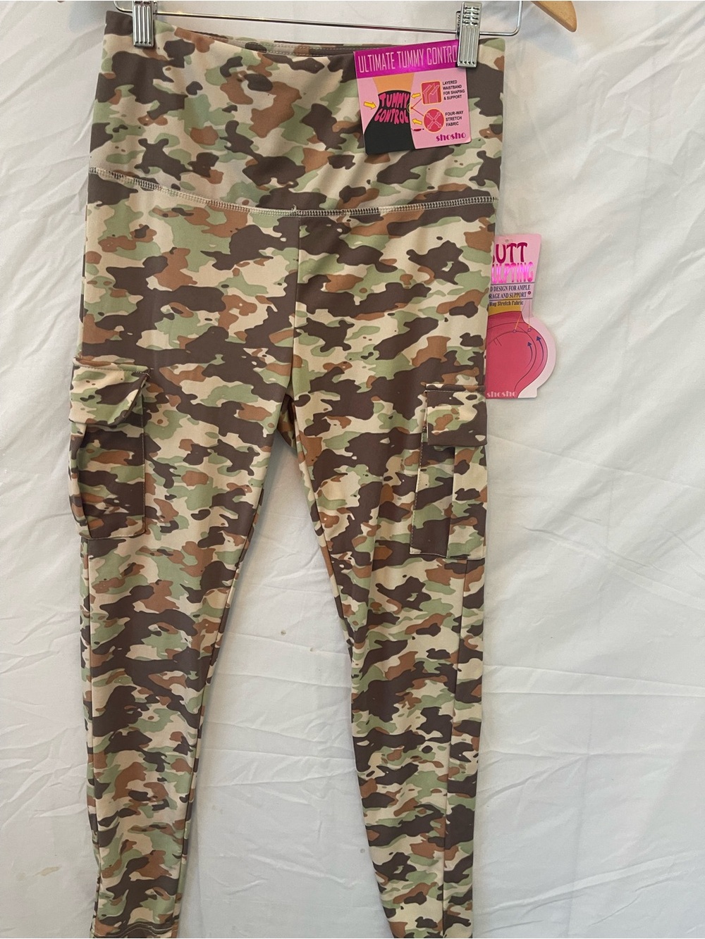shosho Camo Cargo Leggings - Olive, Brown, Tan- Size- Large
